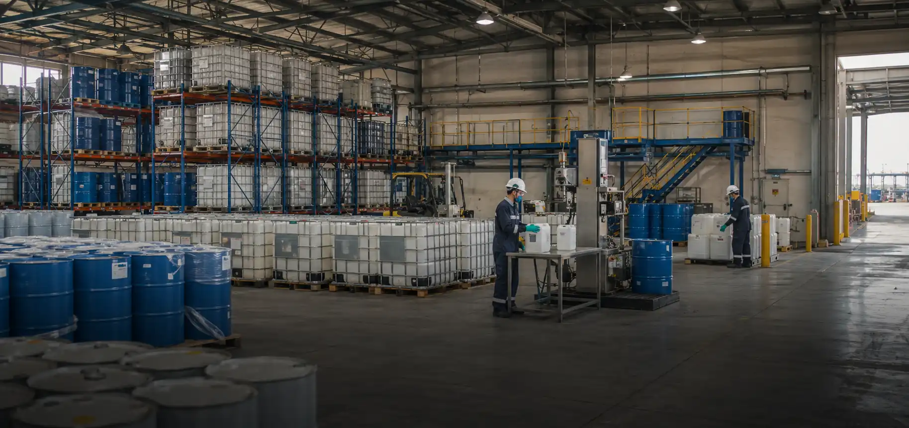 Chemical products organized within Fulla's logistics and handling operation